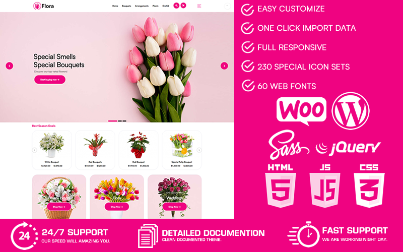 Flora - WooCommerce花店的WordPress主题