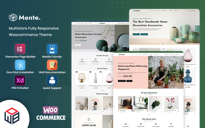 Mente - Modèle Woocommerce de décoration intérieure et de design d'intérieur