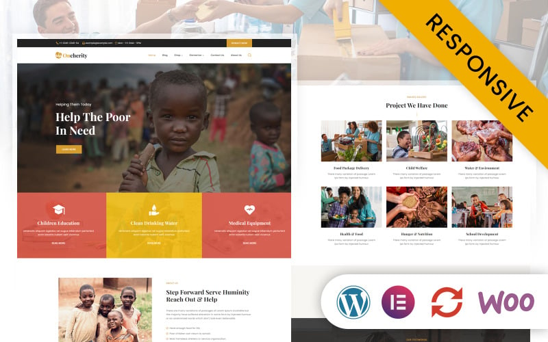 Oncherity - liefdadigheid, donatie, non-profit Elementor WordPress responsief thema