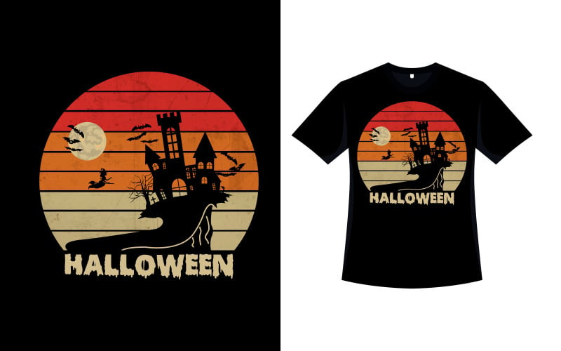 Design de camiseta retrô de Halloween para gráfica