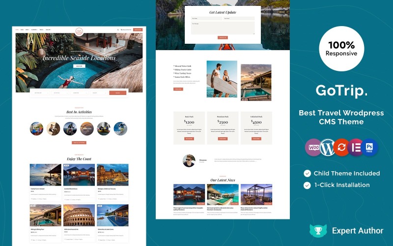 GoTrip – túra, utazás és turizmus Elementor WordPress téma