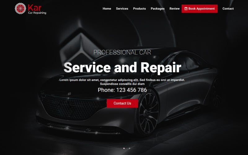 Kar – Autórészletező és autójavítási szolgáltatások nyitóoldalsablonja
