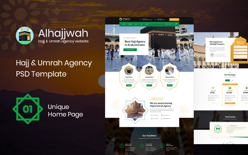 Alhajjwah - Hajj和Umrah机构PSD模板