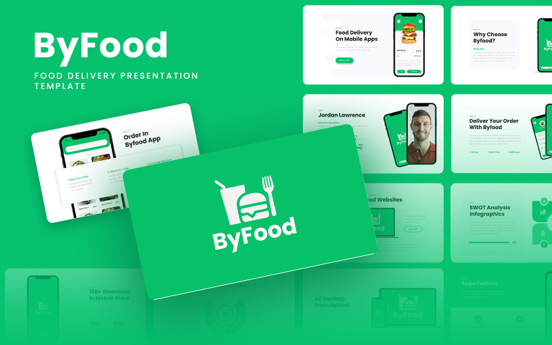 Byfood - Aplicación móvil de entrega de alimentos y plantilla de diapositivas de Google SAAS