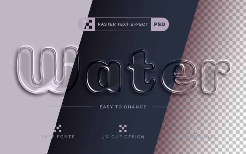 PSD Water - Editable Text Effect,  Font Style, Design Illustration