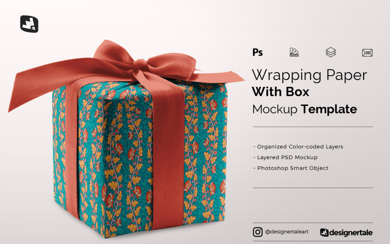 Geschenkpapier Mockup mit Box
