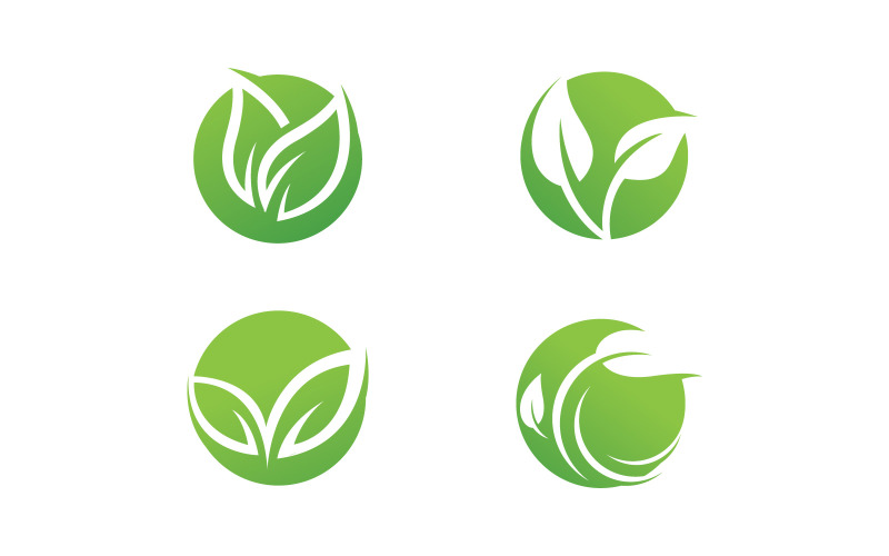 Modelo de logotipo verde natureza folha. Ilustração vetorial. V11