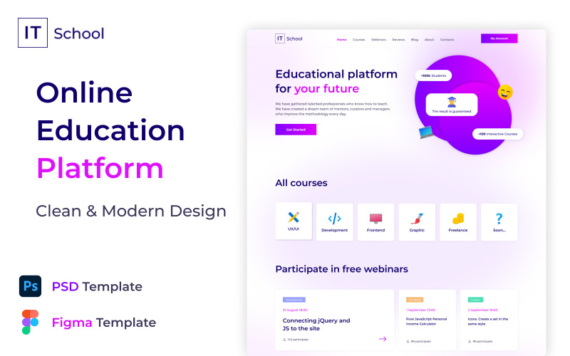 IT学校-在线教育平台PSD模板