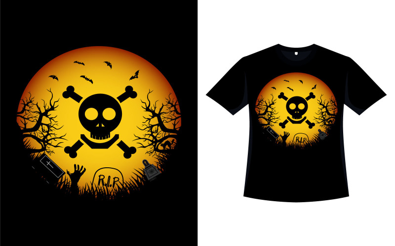 Хэллоуин страшный череп дизайн футболки