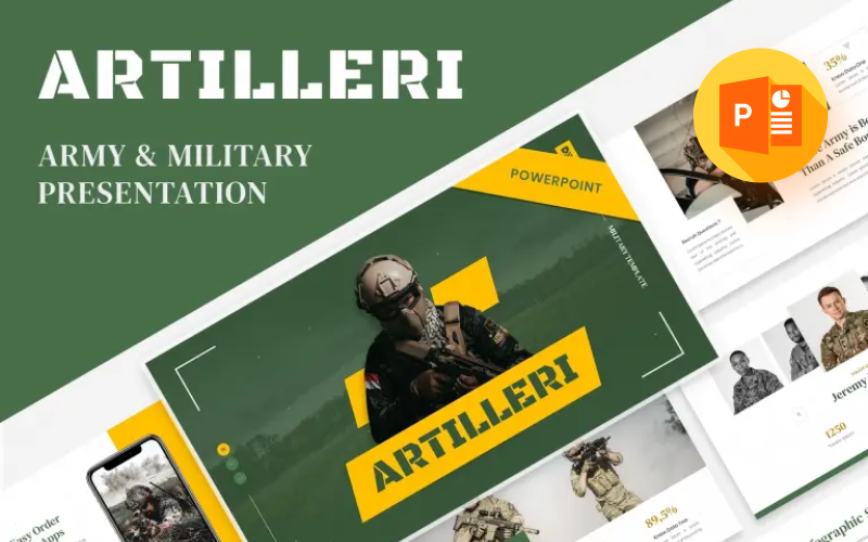 Artilleri – PowerPoint-mall för militär och armé