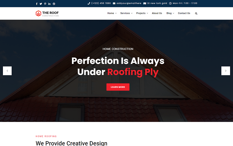 房屋屋顶维修服务HTML模板