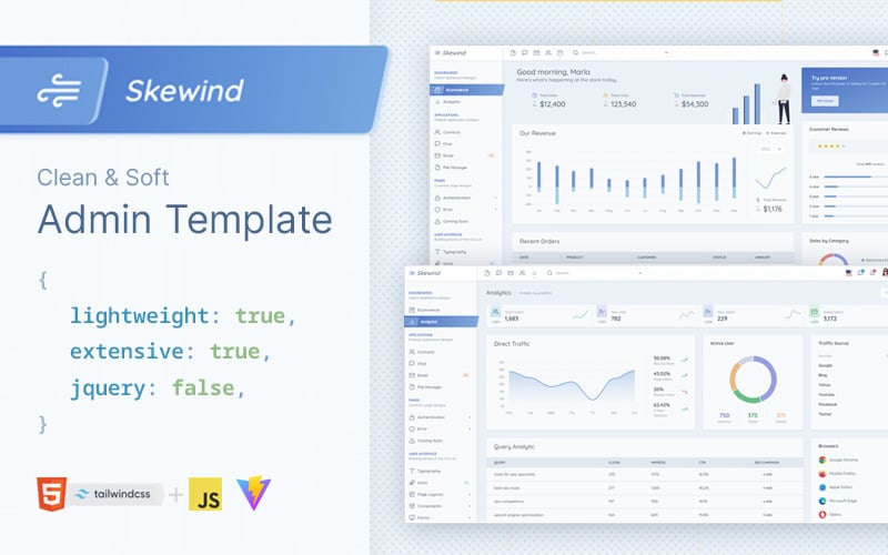 Skewind - HTML管理面板模板TailwindCSS