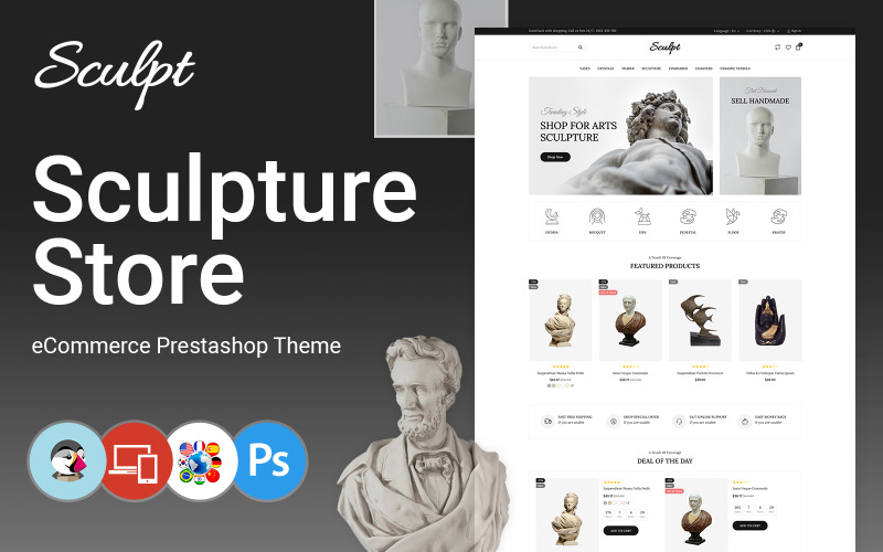 Sculpt - Handgjorda, konst- och galleributik Prestashop-tema