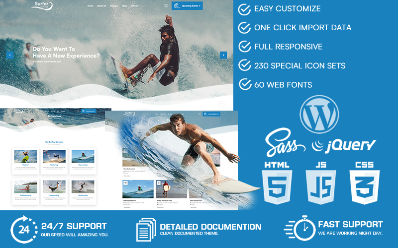 Surfer - WordPress主题为冲浪俱乐部