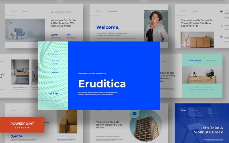 Eruditica - Minimalistische PowerPoint-Vorlage für Firmenkunden