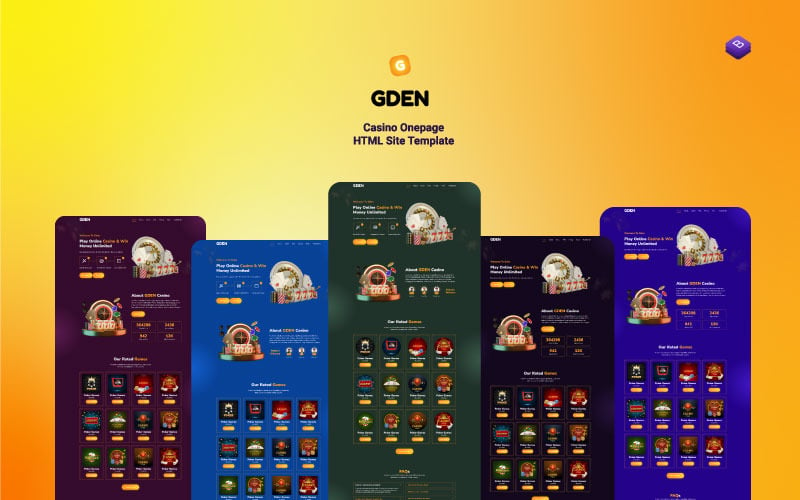 Gden - Modello di pagina di destinazione HTML per casinò e giochi d'azzardo