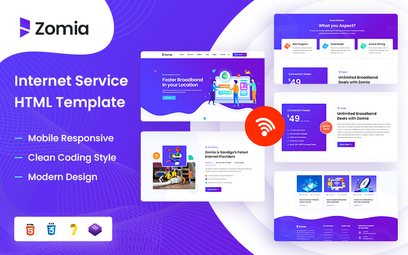 Zomia - ISP & Internet Service HTML5-mall