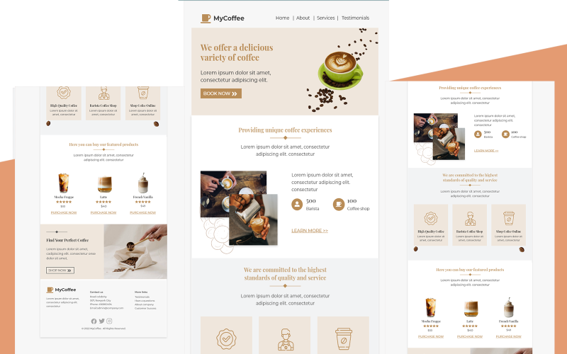 MyCoffee -多功能咖啡店的响应式电子邮件模板