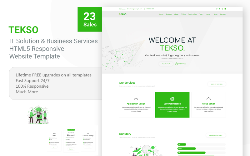 Tekso – informatikai megoldások és üzleti szolgáltatások reszponzív nyitóoldalsablon