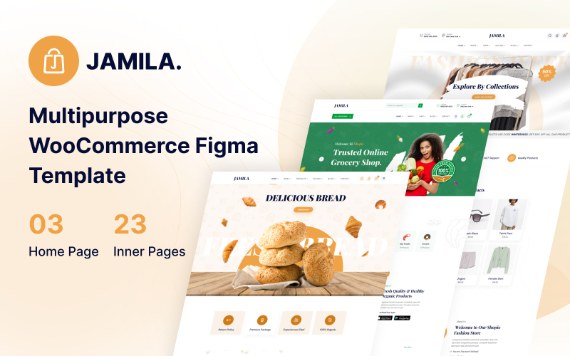 Jamila - Multifunctionele WooCommerce Figma-sjabloon