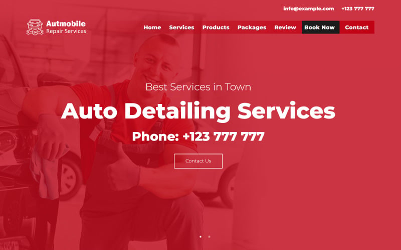 Automóvil: plantilla de página de destino responsiva multipropósito de servicios y detalles de automóviles
