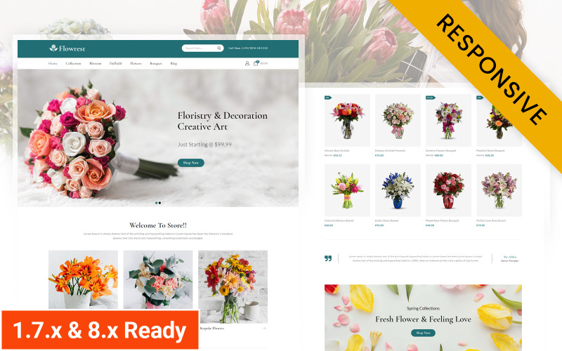 Flowrest - Virágok, butik és ajándékbolt PrestaShop téma