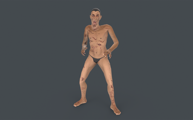 Biter Zombie Rigged Низкополигональная 3D модель