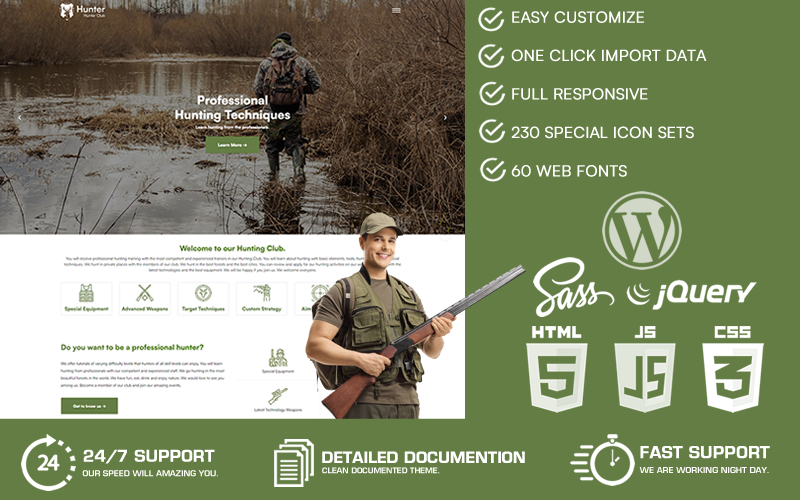 Chasseur - Thème WordPress du club de chasse