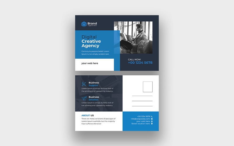 Clean Modern Corporate Postcard Design