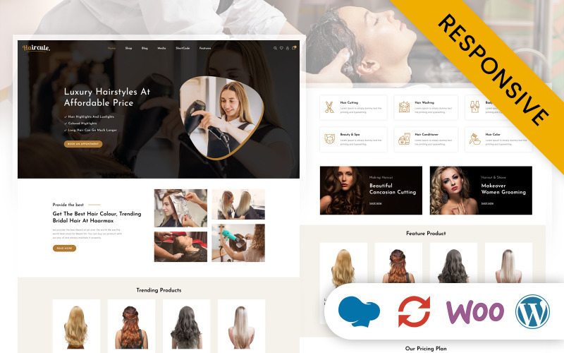 Haircule - Hairstyle, Salon and Weige Store WooCommerce 响应 Theme