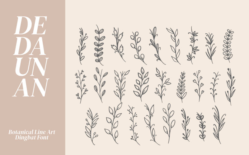Dedaunan -植物学的丁巴特字体
