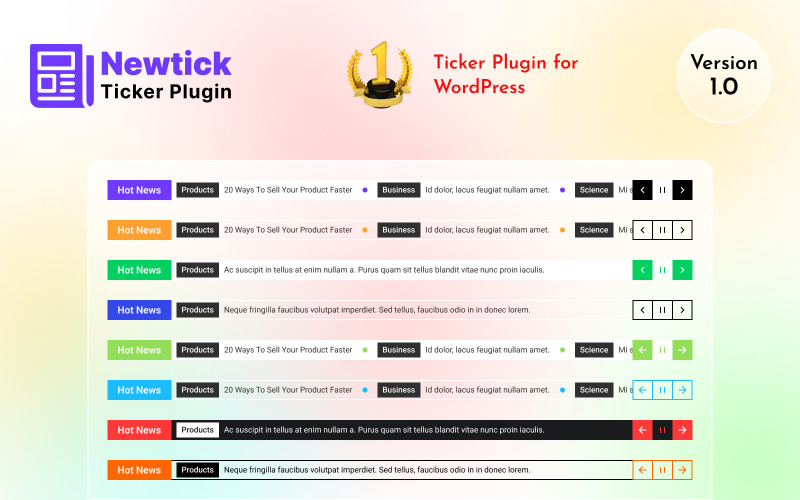 Newtick - WordPress Ticker插件粘性和侧边栏