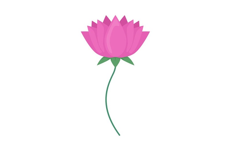 Fleur épanouie rose objet vectoriel de couleur semi-plat