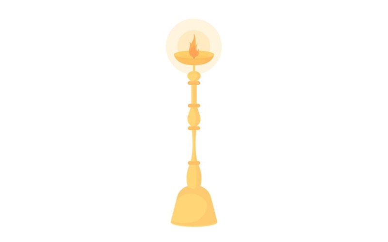 Gold candlestick holder semi flat color vector object