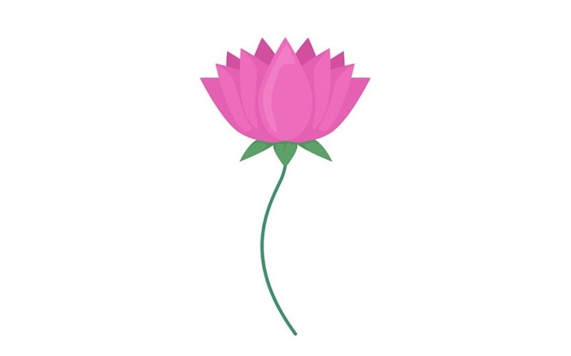 Objeto de vetor de cor semi plana de flor rosa florescendo