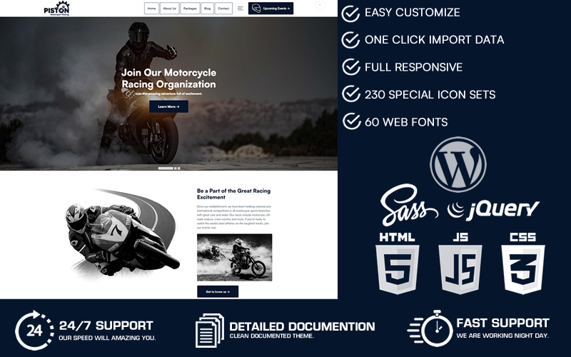 Pistone - Tema WordPress per corse automobilistiche