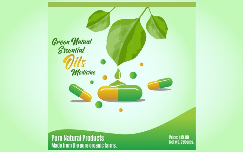Puro Natural Oils Poster design template vettoriale