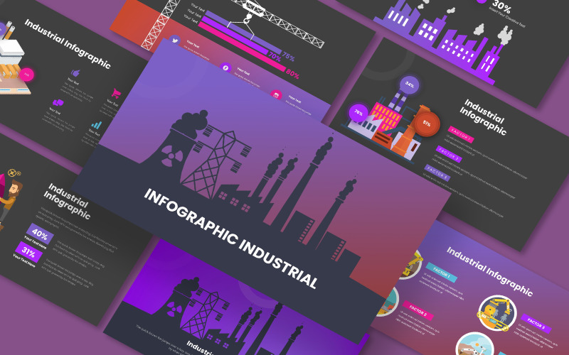 Tovární Infographic Powerpoint šablona