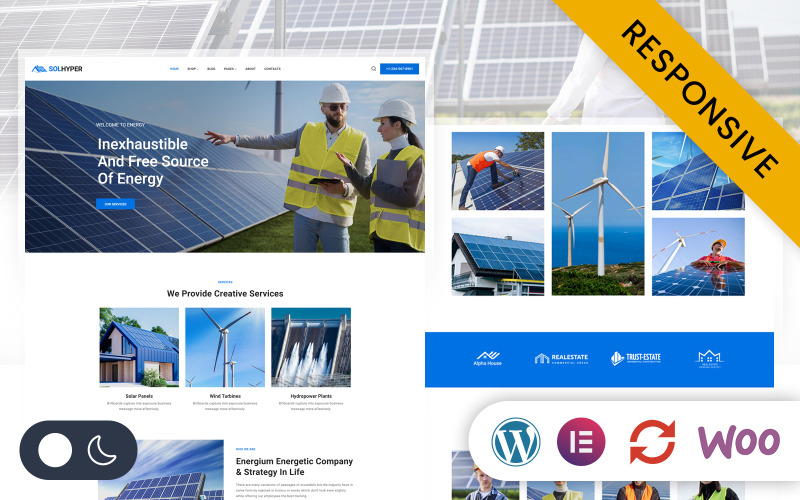 Solhyper - Pannello solare e tema reattivo Elementor WordPress per energie rinnovabili