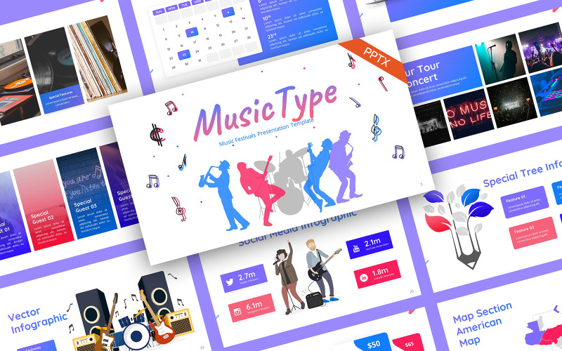MusicType Music PowerPoint šablona