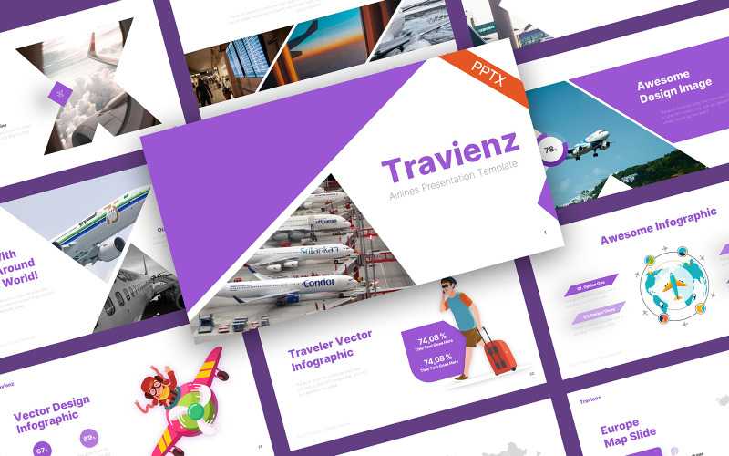 Modello PowerPoint moderno di Travienz Airlines
