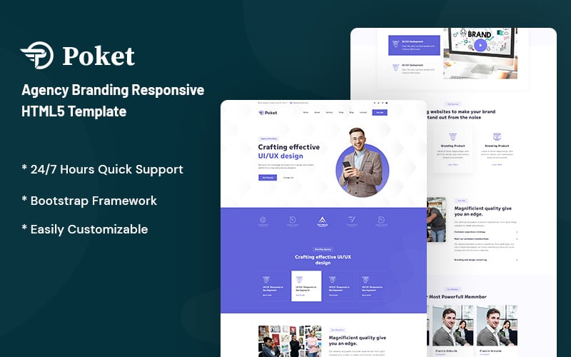 Poket - Modèle de site Web réactif pour l'image de marque de l'agence