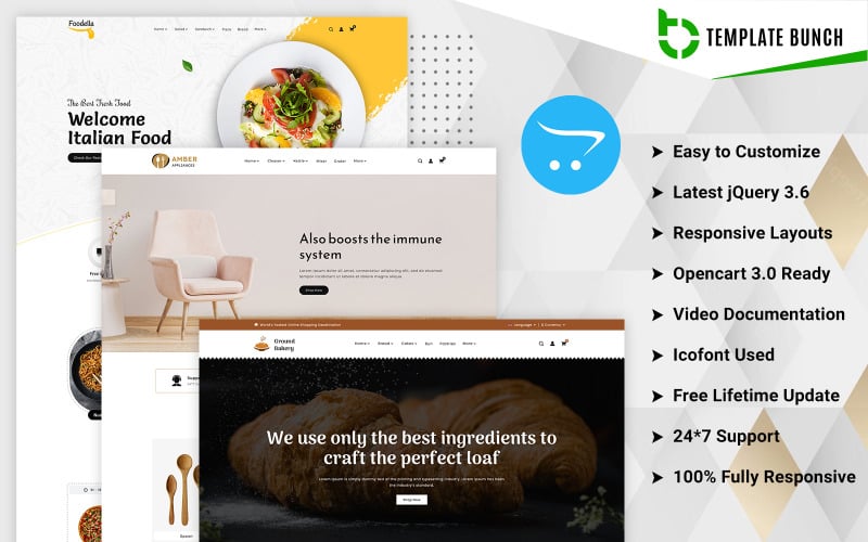 琥珀-家庭和面包店与食品-响应开放3.0 Ecommerce theme