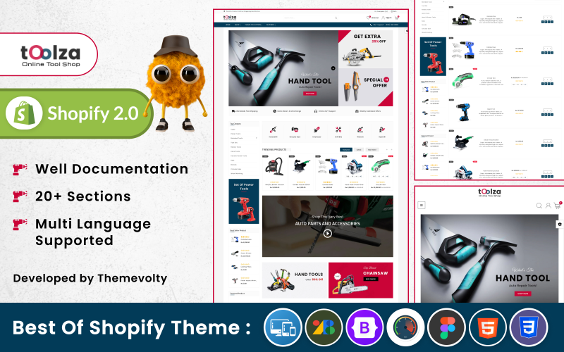 Toolza - Tema responsivo premium para Mega Parts Shopify 2.0