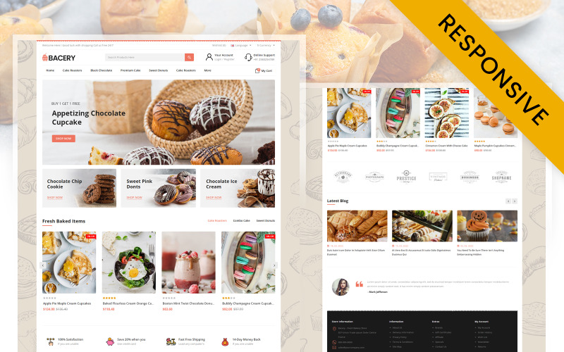 Bacery - Tienda de alimentos para panaderías Opencart Responsive Theme