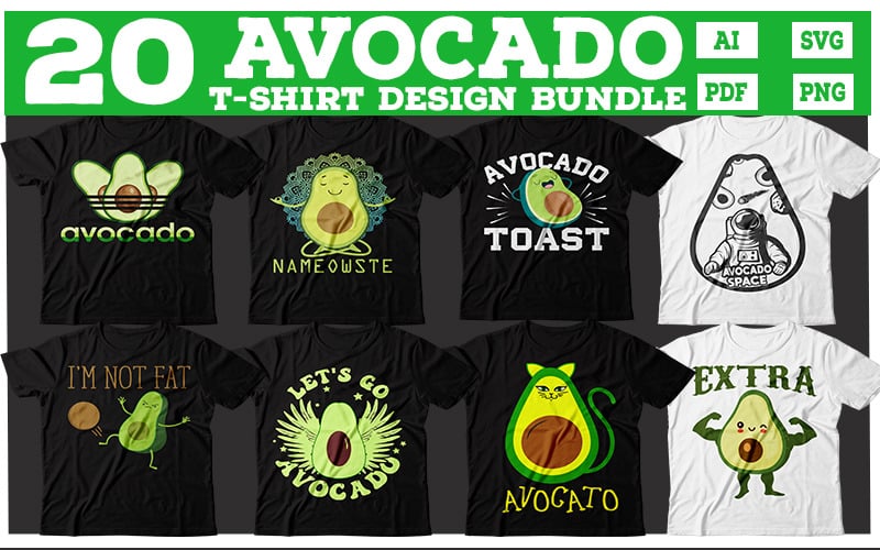 Avocado t-shirt Design Bundle, Avocado Bundle, Avocado tshirt, Avocado design,  Avocado vector