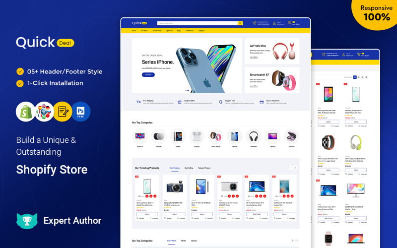 Quickdeal - Tema responsivo para eletrônicos, gadgets e computadores Shopify