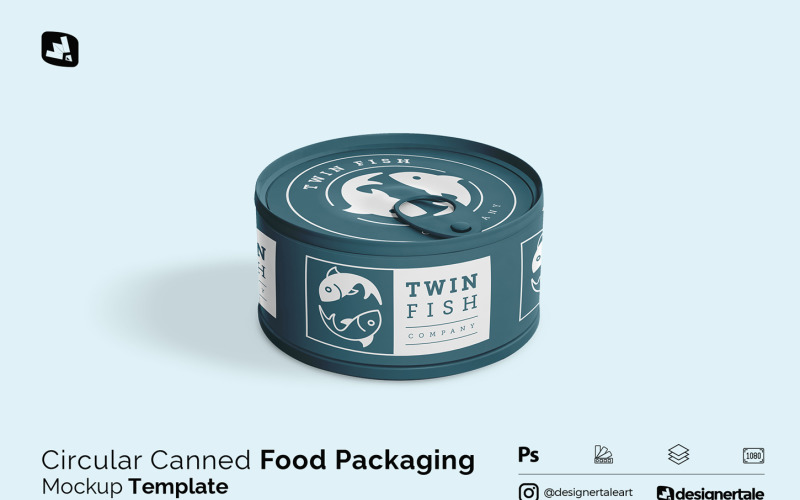 Maquete de embalagem de alimentos de lata circular