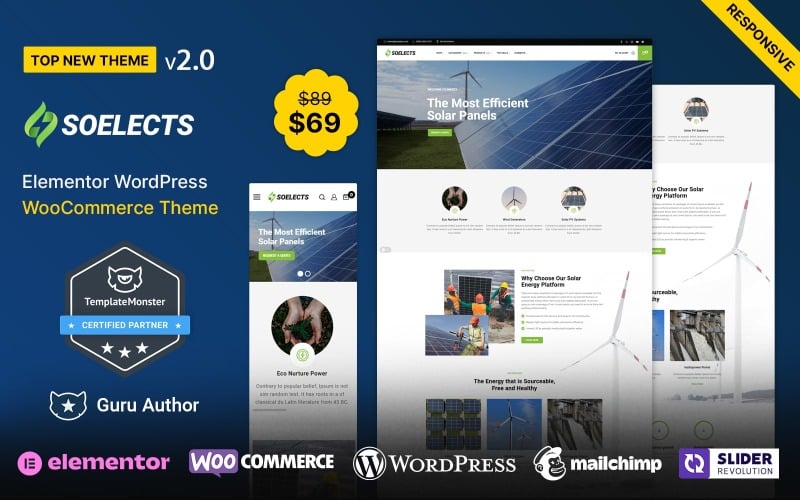 Soelects - Tema WooCommerce per energia eolica e solare