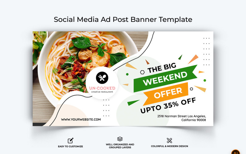Еда и ресторан Дизайн рекламного баннера Facebook-53